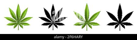 Marijuana leaf or cannabis leaf weed icons Stock Vector