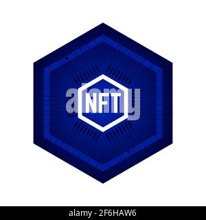 NFT non fungible token blue icon crypto Stock Vector