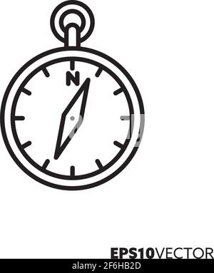 Compass line icon. Outline symbol of navigation. Hiking equipment vector illustration. Stock Vector