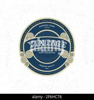 Vintage style label illustration. Outline calligraphic border design elements. Curled floral frame ornaments. Calligraphic design elements. Old paper Stock Vector
