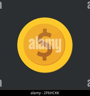 Coin Icon Logo Design isolated on black background. Vector illustration Stock Vector