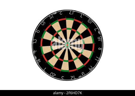 empty used dart board, isolated on white background Stock Photo