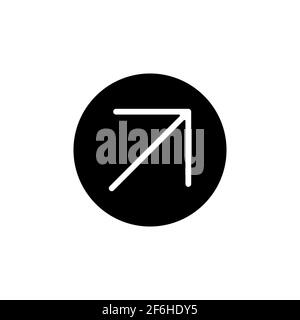 Arrow right top vector glyph icon. Navigation sign. Graph symbol for travel and tourism web site and apps design, logo, app, UI Stock Vector