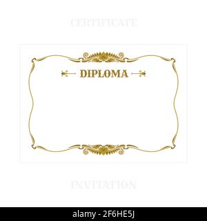 Vintage frame with floral design elements. Hand drawn retro style diploma, certificate and invitation luxury vector template. Part of set. Stock Vector