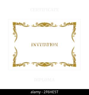 Vintage frame with floral design elements. Hand drawn retro style diploma, certificate and invitation luxury vector template. Part of set. Stock Vector