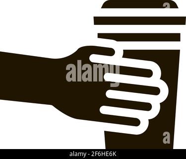hand holding drink cup icon Vector Glyph Illustration Stock Vector
