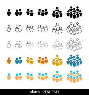 Grouping People Vector Icon Set. Multiple Style Of People Vector Icon Pack Graphic. Stock Vector