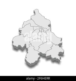 3d isometric map of Belgrade City is a Capital of Serbia, vector illustration Stock Vector