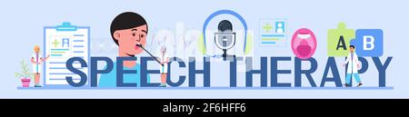 Speech therapist, defectology for online consultation concept vector. Family doctor for remote and distance medical support. Psychological help servic Stock Vector