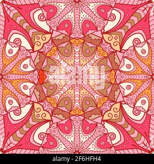 Doodle lace seamless background with circle ornament Stock Vector