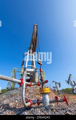 Pipeline transport is the long-distance transportation of a liquid or gas through a system of pipes—a pipeline—typically to a market area for consumpt Stock Photo