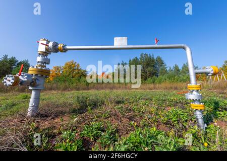 Pipeline transport is the long-distance transportation of a liquid or gas through a system of pipes—a pipeline—typically to a market area for consumpt Stock Photo