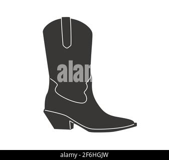 Cowboy Boots Icon Isolated on White Background. Vector Art. Stock Vector