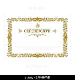 Vintage frame with floral design elements. Hand drawn retro style diploma, certificate and invitation luxury vector template. Part of set. Stock Vector