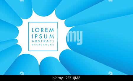Vector illustration of rotating convex rounded shape in blue color gradient. Abstract geometric background design template. Stock Vector