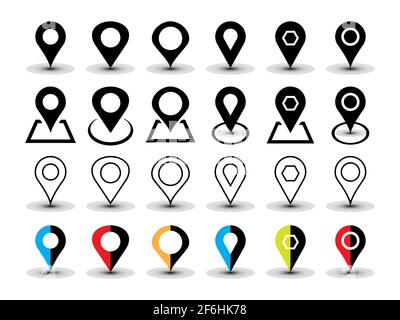 Simple basic set of location icon vector Template. Stock Vector