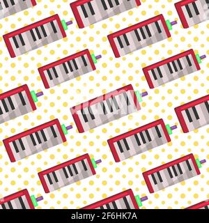 melodica music instrument seamless pattern vector illustration Stock Vector
