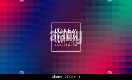 Vector illustration of tiled square shape pattern in dark RGB color gradient. Abstract geometric background design template. Stock Vector