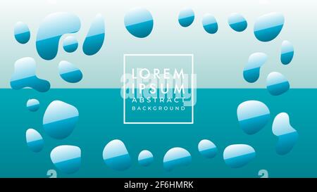 Vector illustration of floating liquid with half color of vibrant and soft turquoise. Abstract background design template. Blue green color gradient Stock Vector