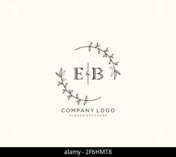 EB letters Beautiful floral feminine editable premade monoline logo suitable for spa salon skin hair beauty boutique and cosmetic company. Stock Vector