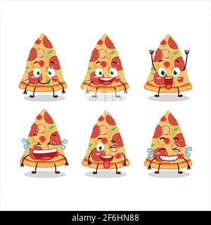 Cartoon character of slice of beef pizza with smile expression. Vector illustration Stock Vector