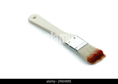 Brush with barbecue sauce isolated on white background Stock Photo