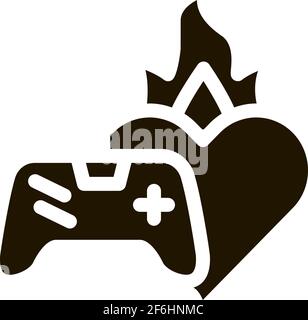 game burning heart icon Vector Glyph Illustration Stock Vector