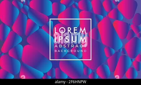 Futuristic neon rounded geometrical shape vector illustration. Abstract geometric background design template. Dark blue, magenta, purple vibrant color Stock Vector