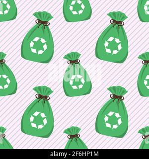 green garbage bag seamless pattern vector illustration Stock Vector