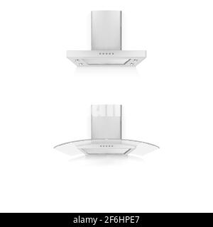 Set of modern kitchen hoods isolated on white background.  Stock Vector