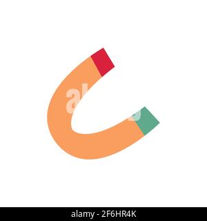 Magnet. Horseshoe Magnet with Magnetic Power. Attraction concept. Vector isolated icon illustration in flat style Stock Vector