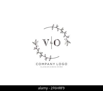 VO letters Beautiful floral feminine editable premade monoline logo suitable for spa salon skin hair beauty boutique and cosmetic company. Stock Vector