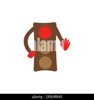 Traffic light with a red signal. Movement Prohibition. Regulation of traffic at the intersection. International traffic light day August 5th. Colorful Stock Vector