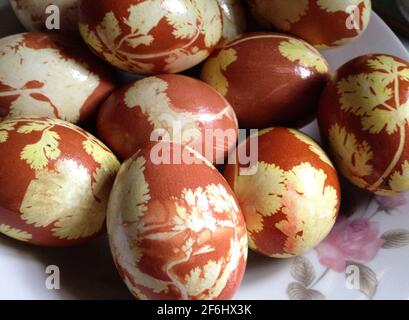 Kyiv, Ukraine 05.04.2013 - Decorations on The Easter Gift Festival. Easter holiday on the streets of Kyiv. Easter egg, spring decorations in the city Stock Photo