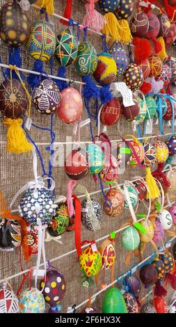 Kyiv, Ukraine 05.04.2013 - Decorations on The Easter Gift Festival. Easter holiday on the streets of Kyiv. Easter egg, spring decorations in the city Stock Photo