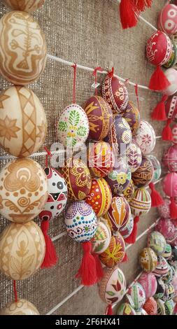 Kyiv, Ukraine 05.04.2013 - Decorations on The Easter Gift Festival. Easter holiday on the streets of Kyiv. Easter egg, spring decorations in the city Stock Photo