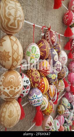 Kyiv, Ukraine 05.04.2013 - Decorations on The Easter Gift Festival. Easter holiday on the streets of Kyiv. Easter egg, spring decorations in the city Stock Photo