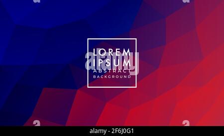 Low poly pattern vector illustration. Abstract geometric background design template. Dark blue red purple  cyberpunk dystopian color gradient. Stock Vector