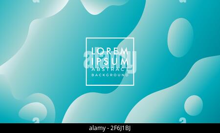 Vector illustration of minimal wavy liquid. Turquoise, white blue green color gradient. Abstract background design template. Stock Vector