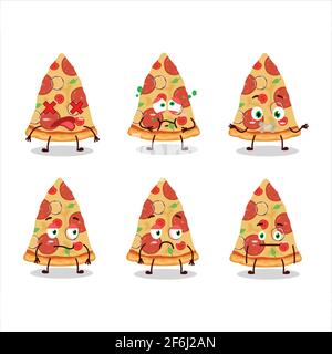 Slice of beef pizza cartoon character with nope expression. Vector illustration Stock Vector