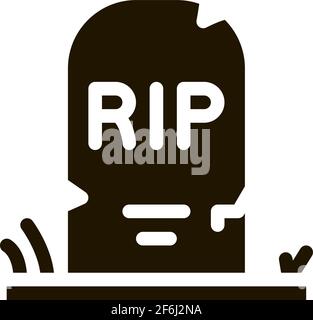halloween rip tombstone icon Vector Glyph Illustration Stock Vector