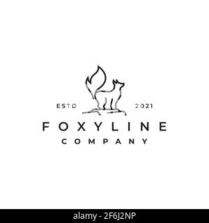 Fox Line Outline Vector Illustration Logo Design Stock Vector