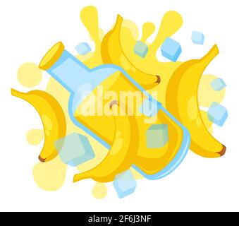 Banana smoothie or juice poured in bottle vector Stock Vector