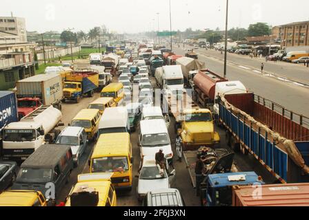 Lagos Metro: Traffic scene, Lagos, Nigeria. Stock Photo