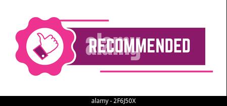 Recommended banner with thumb up and gear sign Stock Vector