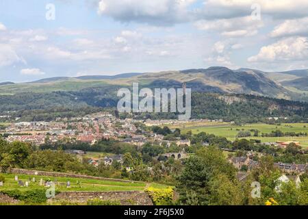 View on Sterling vllage in the highlands of Scotland from Sterling castle Stock Photo