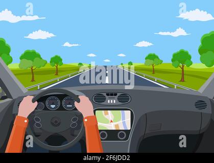 Vehicle salon, inside car driver Stock Vector