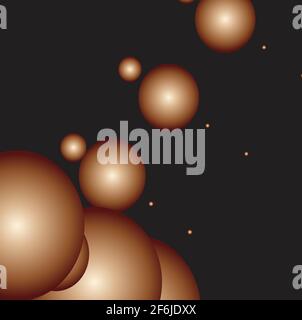 spheres of different sizes on black background Stock Photo