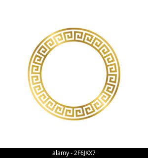 Gold shiny glowing vintage circle frame with shadows isolated on white ...
