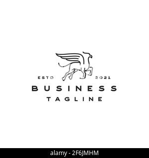 Line Art Hippogriff Logo Design Vector Template Stock Vector